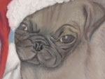 Painting of Pug Puppy at Christmas