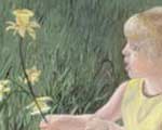 Painting of Elizabeth in the daffodils