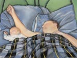 Painting of a father and son sleeping