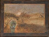 Mixed media painting of African Savana