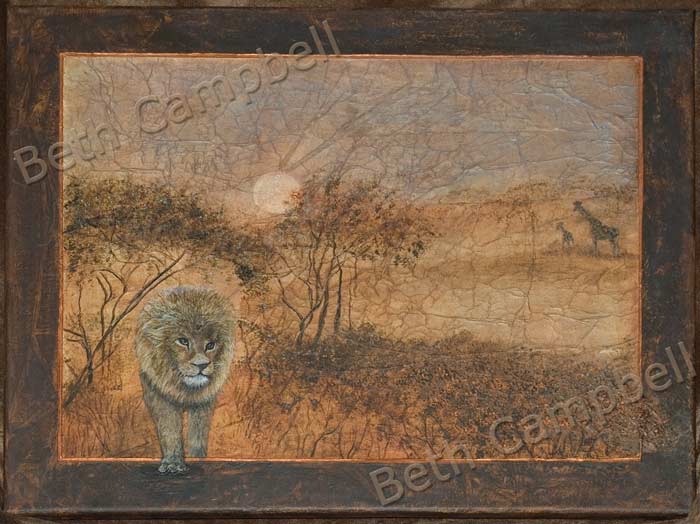 Mixed Media Painting of the African Savana by Artist Beth Campbell