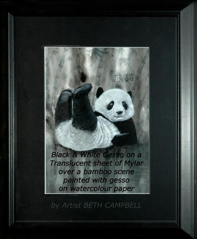 Mylar Painting of a Sleepy Panda by Artist Beth Campbell