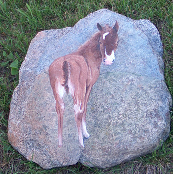 Rock painting of a colt